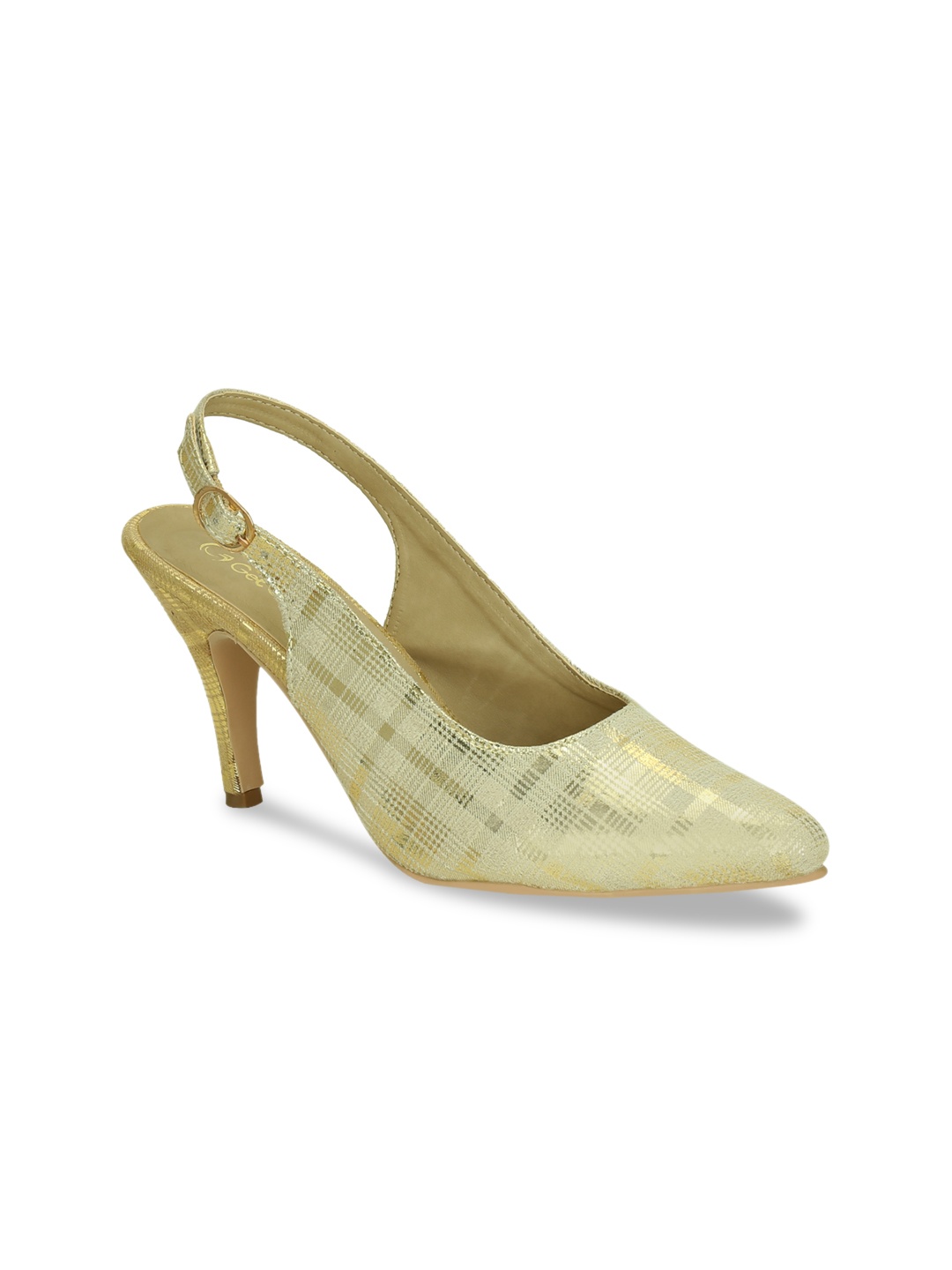

Get Glamr Gold-Toned Embellished Party Pumps