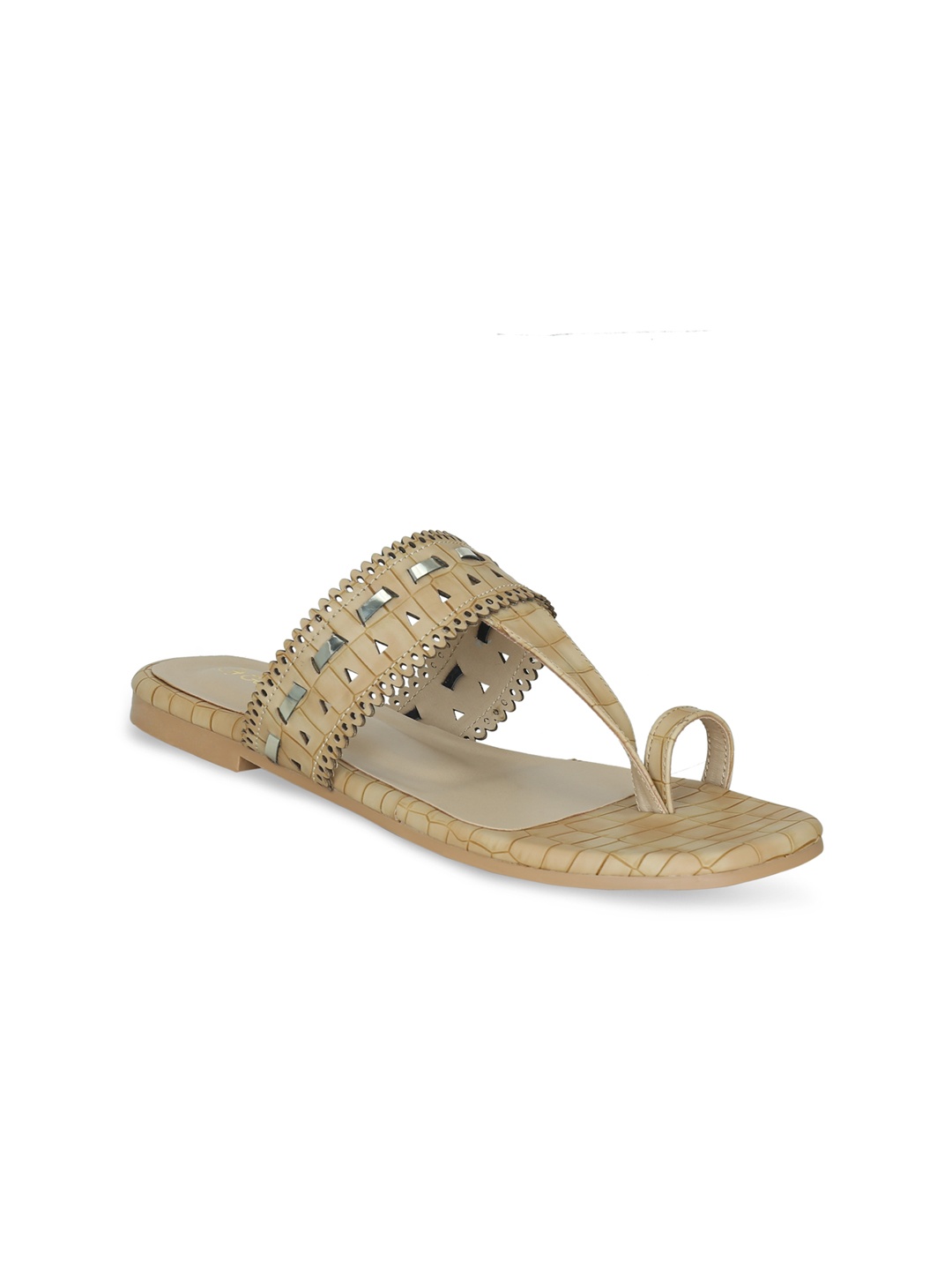 

Get Glamr Women Beige Embellished One Toe Flats