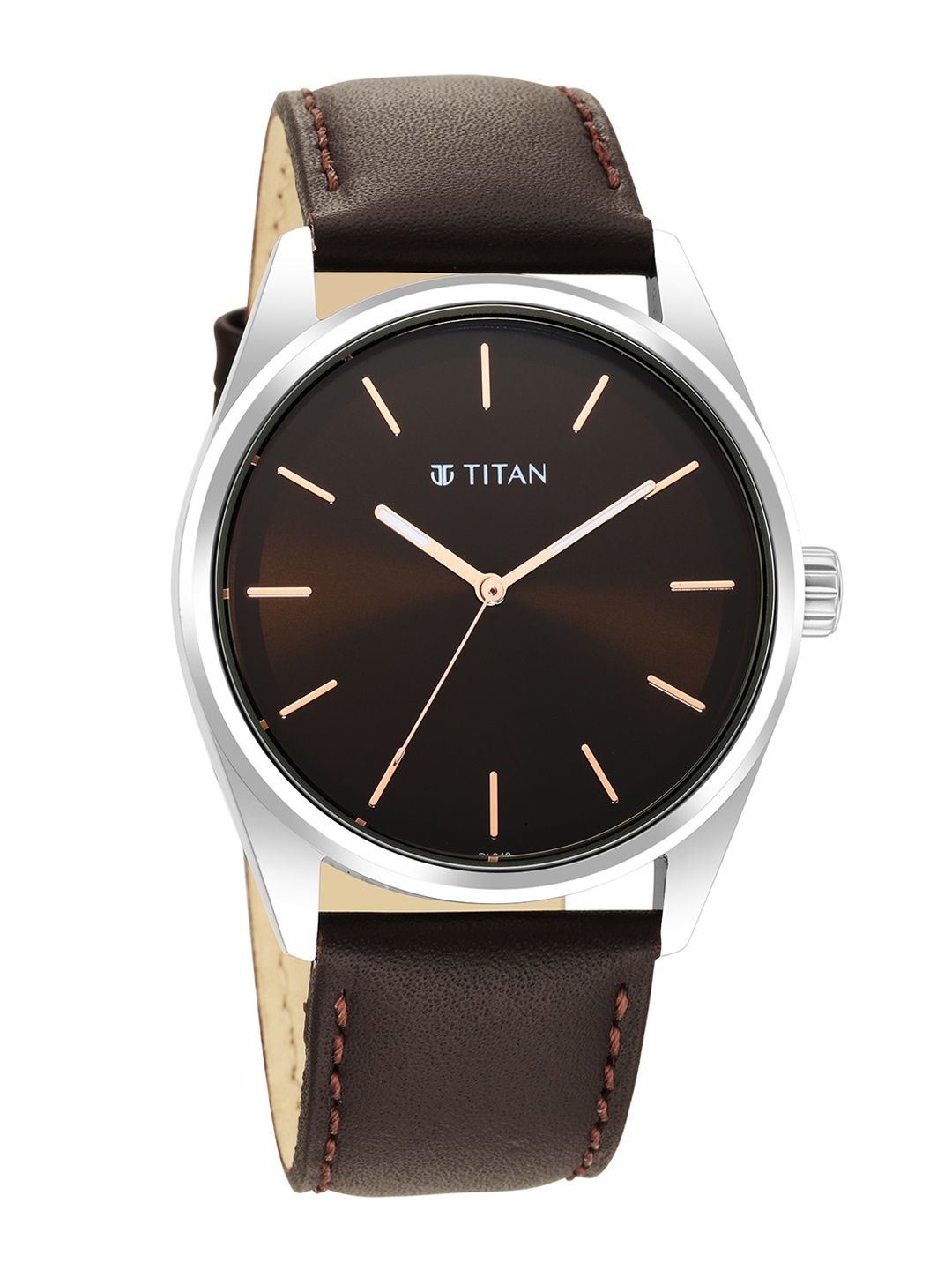

Titan Men Brown Brass Dial & Brown Leather Straps Analogue Watch 1866SL02