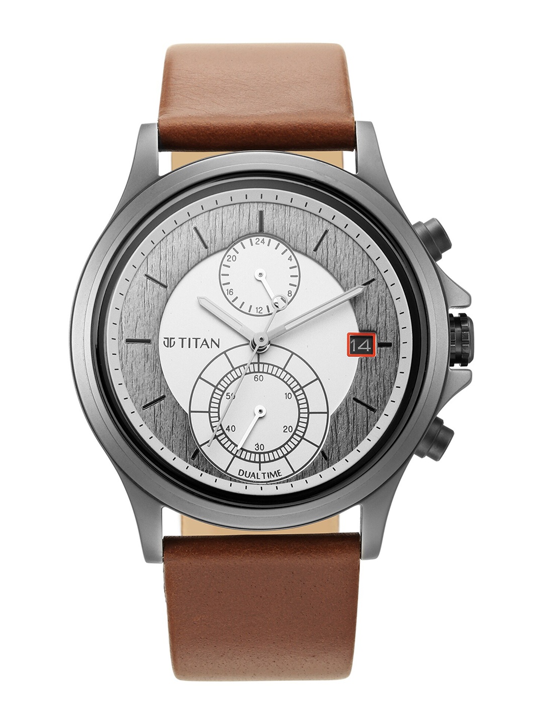 

Titan Men Grey Brass Dial & Brown Straps Analogue Watch 1870QL01