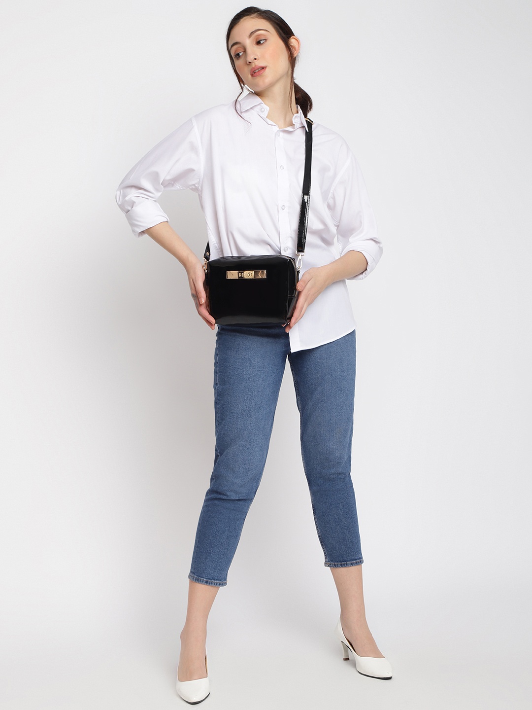 

KLEIO Black Structured Sling Bag