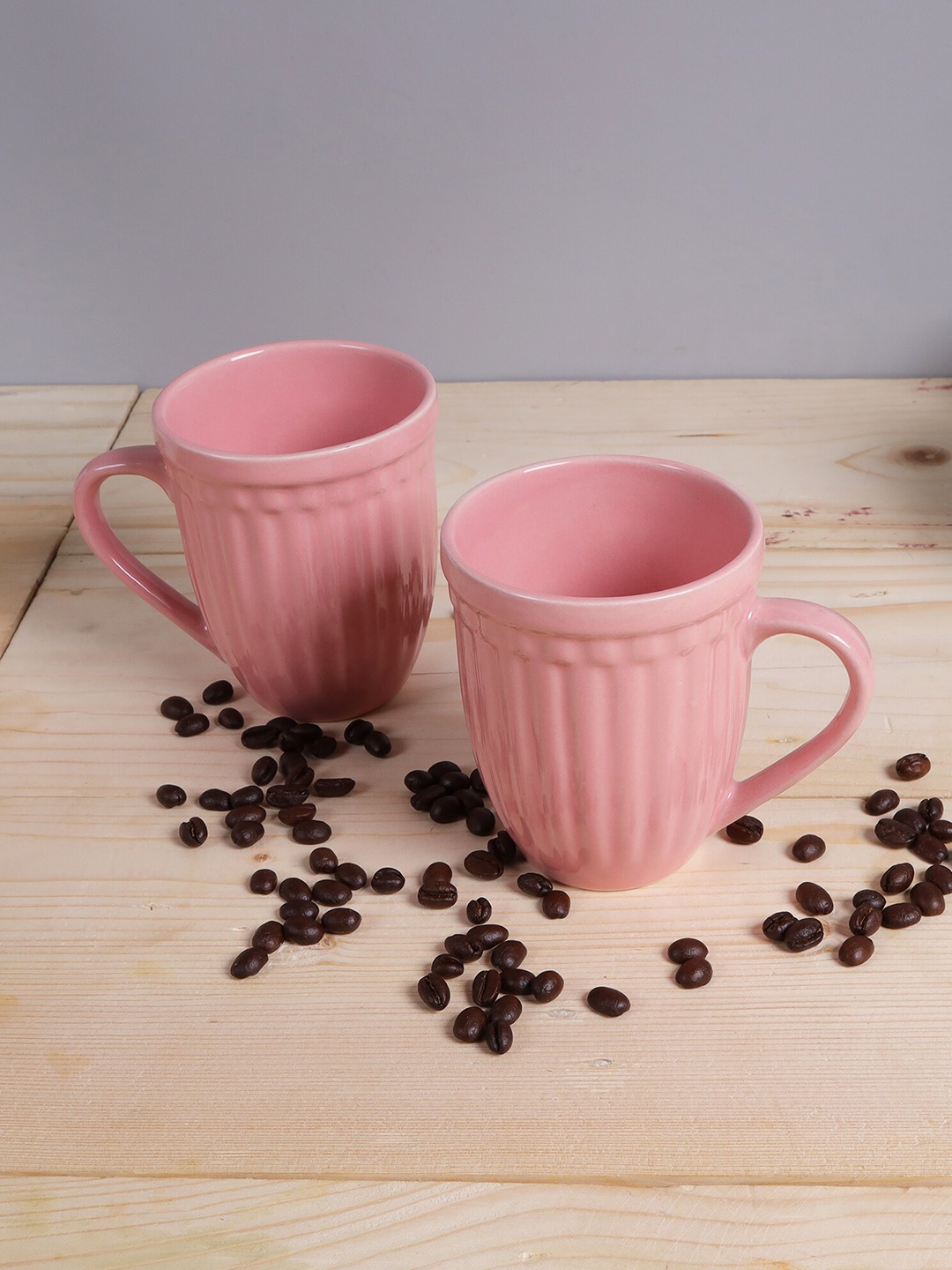 

Homesake Pink Set of 2 Handcrafted Solid Ceramic Glossy Mugs