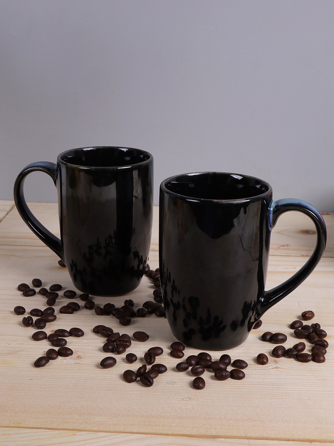 

Homesake Black Handcrafted Solid Ceramic Glossy Mugs Set of Cups and Mugs
