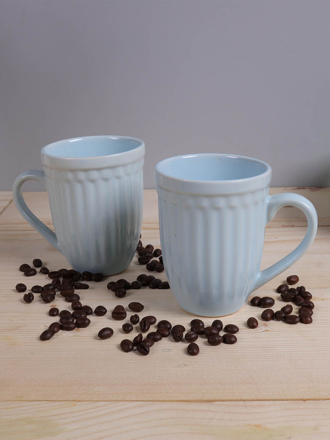 

Homesake Turquoise Blue Handcrafted Textured Ceramic Glossy Mugs Set
