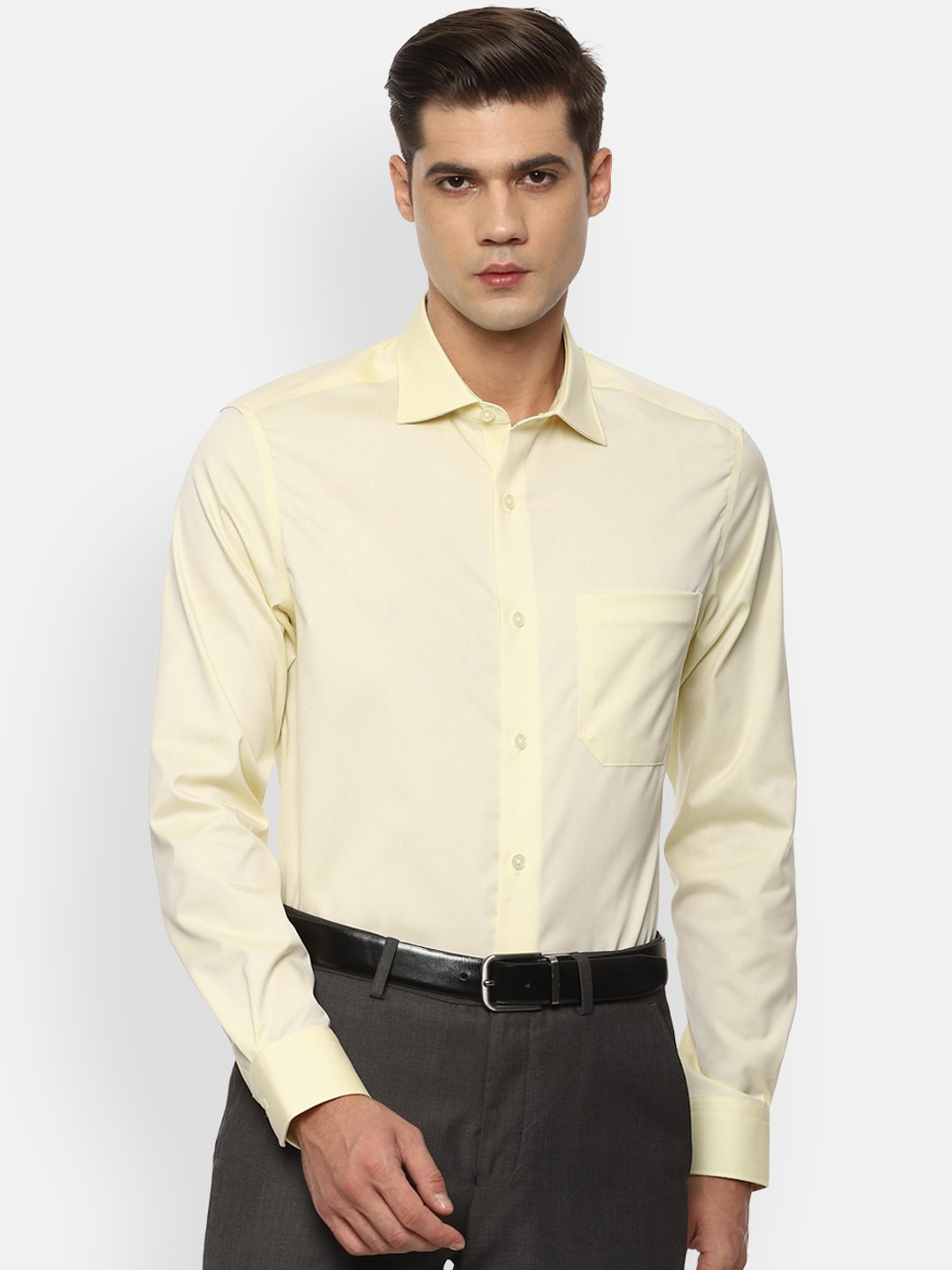 

Louis Philippe Permapress Men Yellow Opaque Formal Shirt