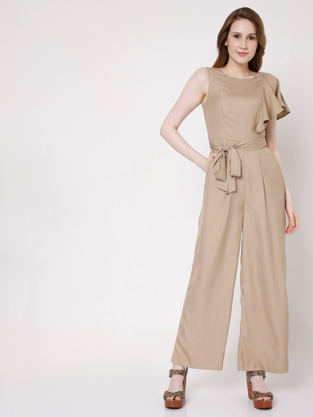

Vero Moda Women Brown Solid Basic Regular Fit Jumpsuit