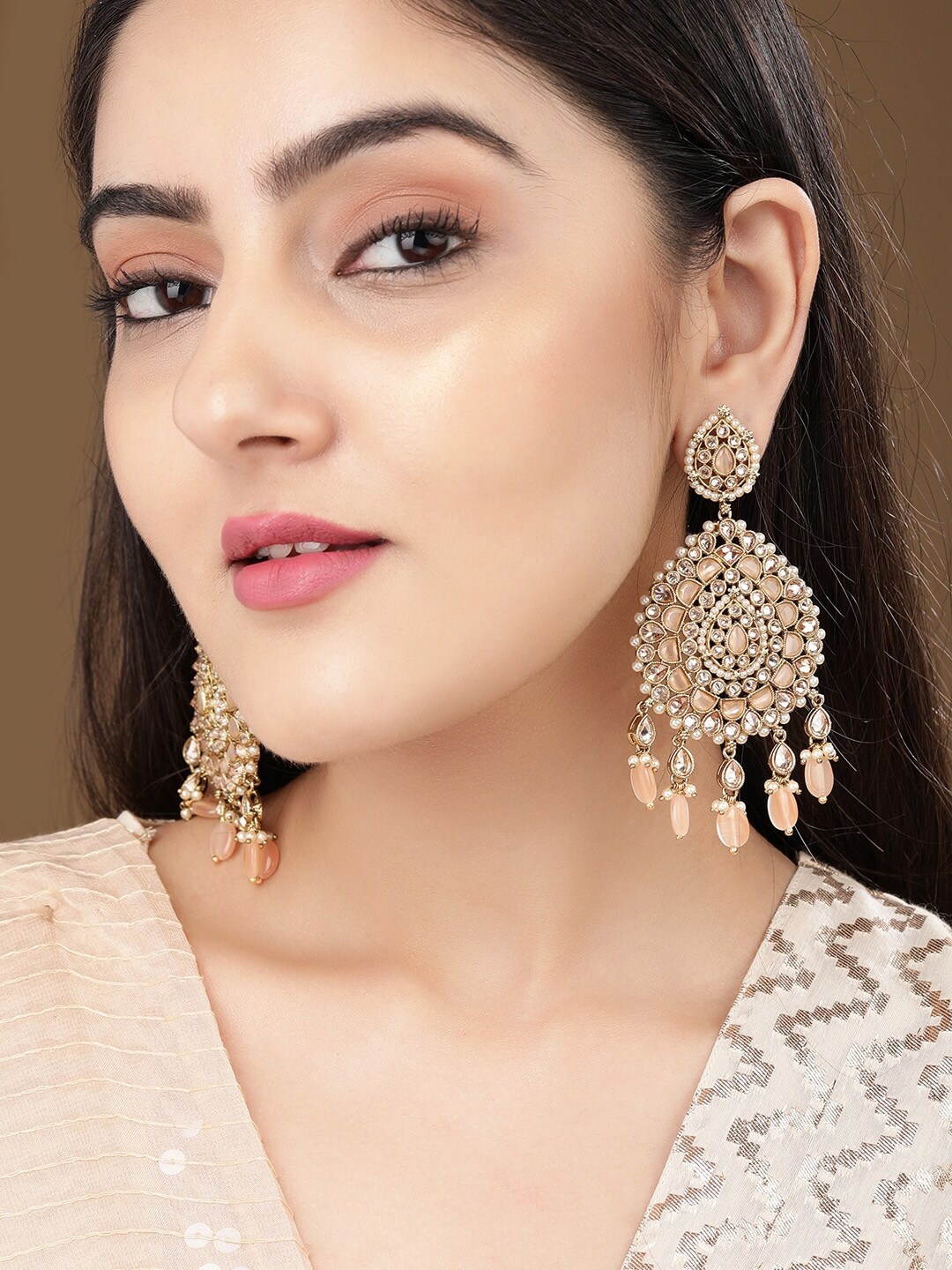 

Rubans Gold Plated Crescent Shaped Drop Earrings
