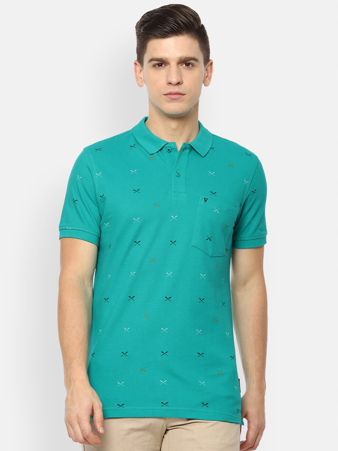 

Van Heusen Sport Men Blue Polo Collar Pockets T-shirt, Teal