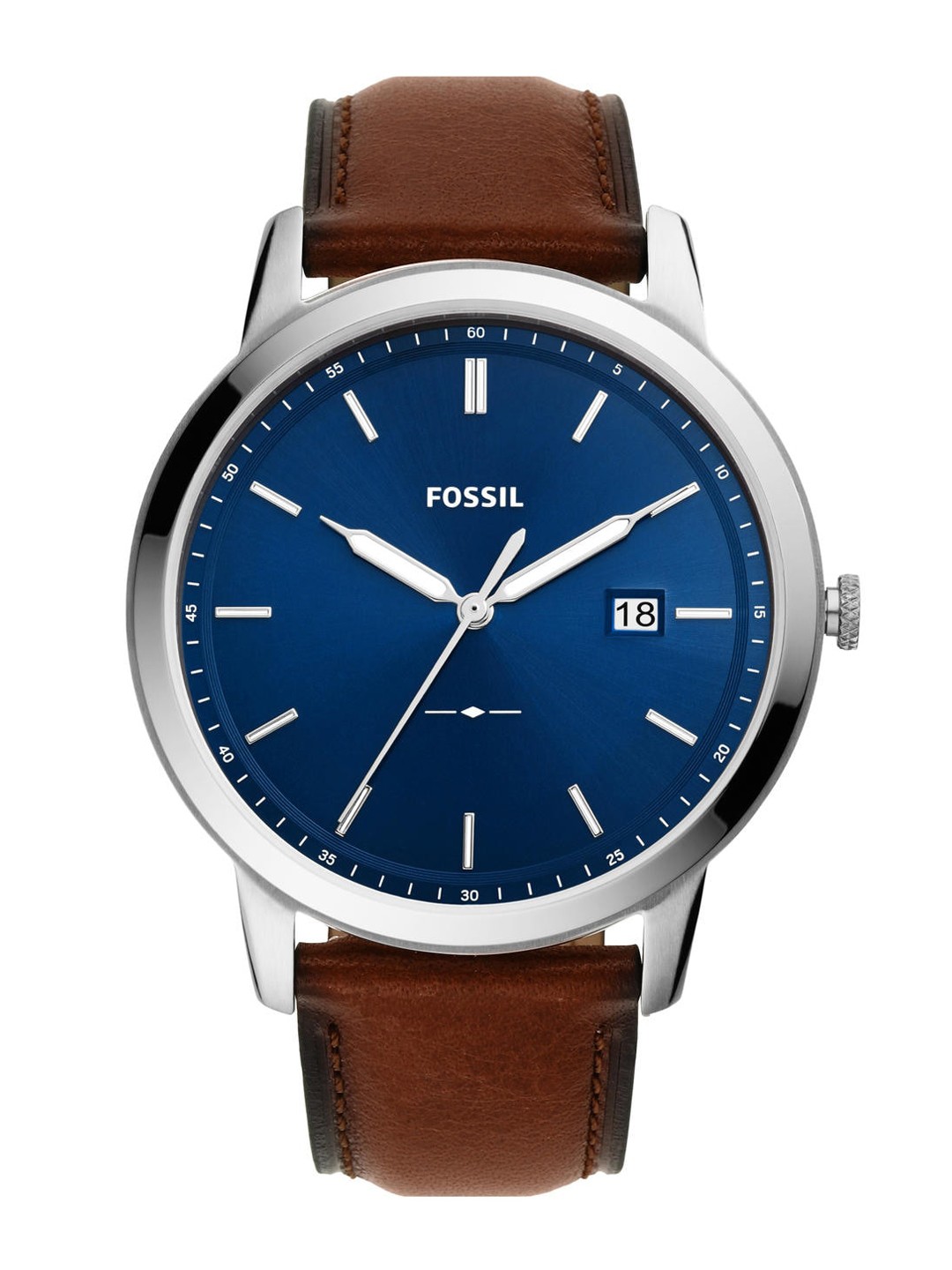 

Fossil Men The Minimalist Solar Blue Dial & Brown Leather Straps Analogue Watch FS5839