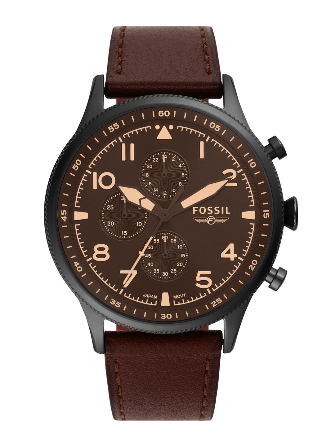 

Fossil Men Brown & Black Leather Straps Analogue Watch FS5833