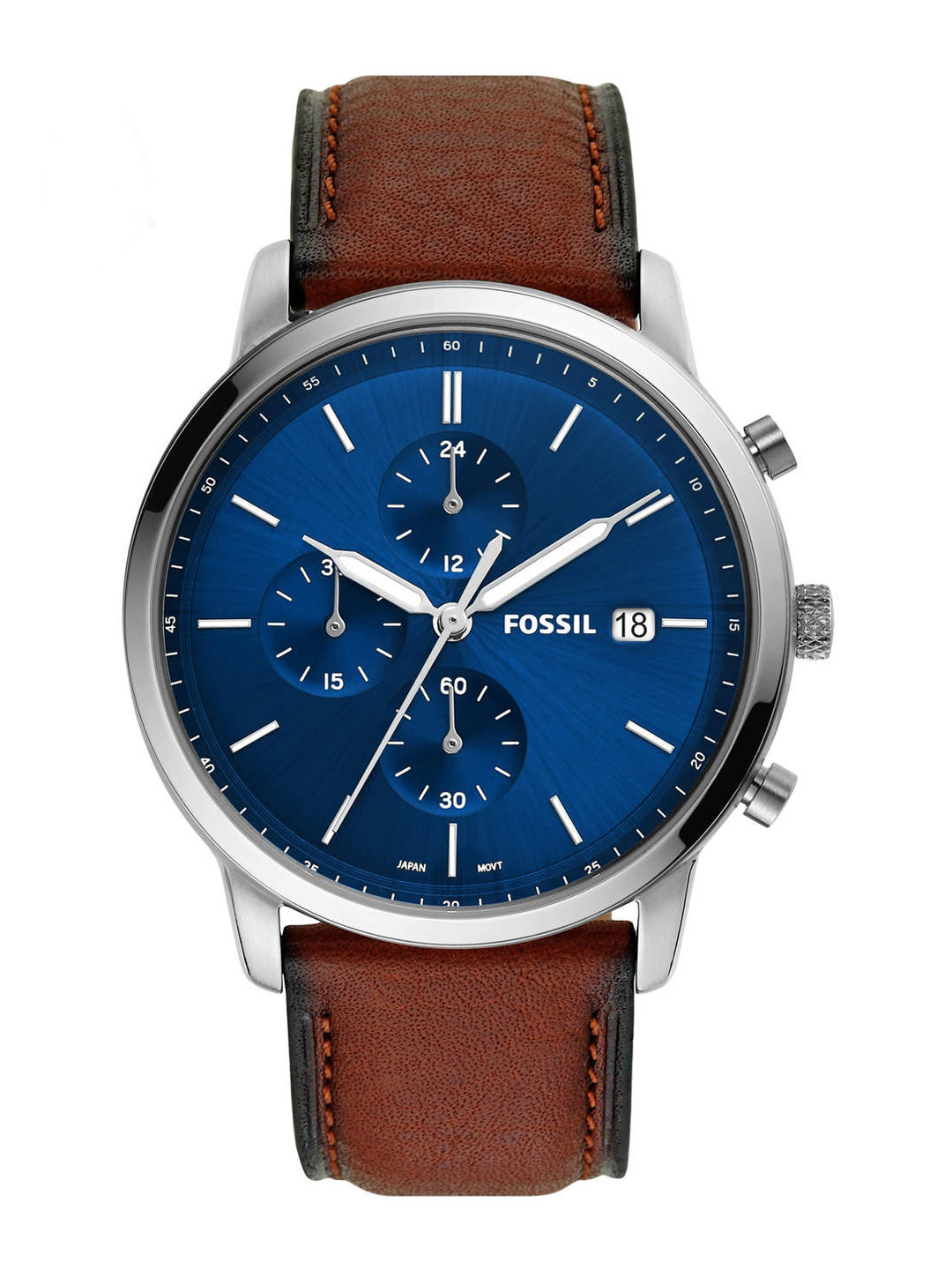 

Fossil Men Blue Printed Dial & Brown Leather Straps Analogue Watch FS5850