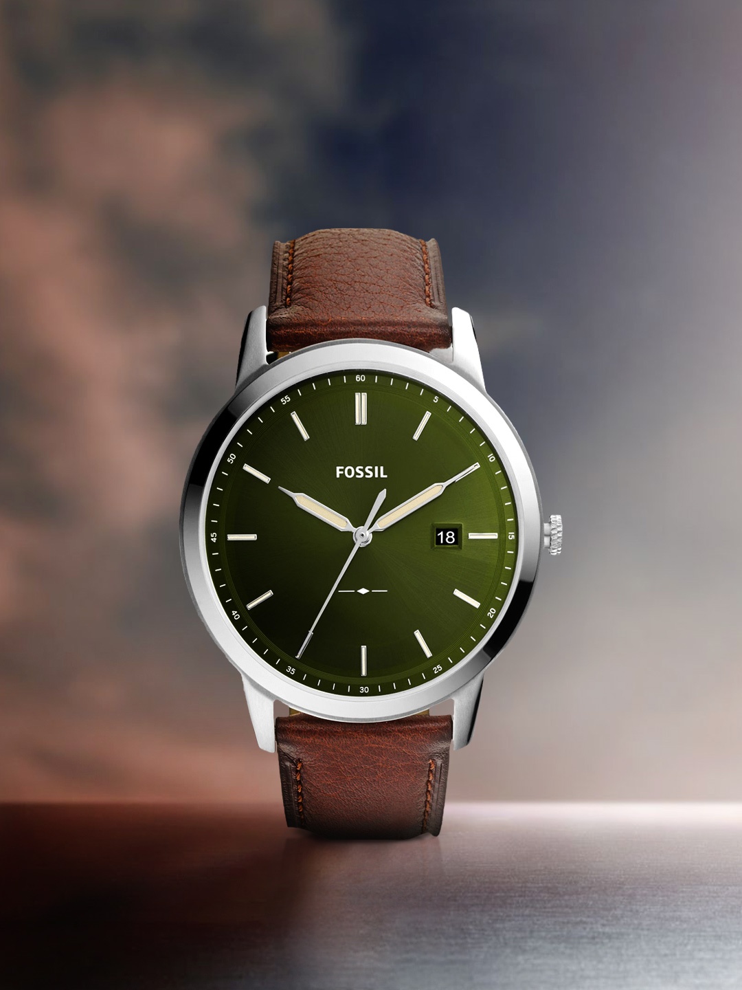 

Fossil Men Green Dial & Brown Leather Straps Analogue Watch FS5838