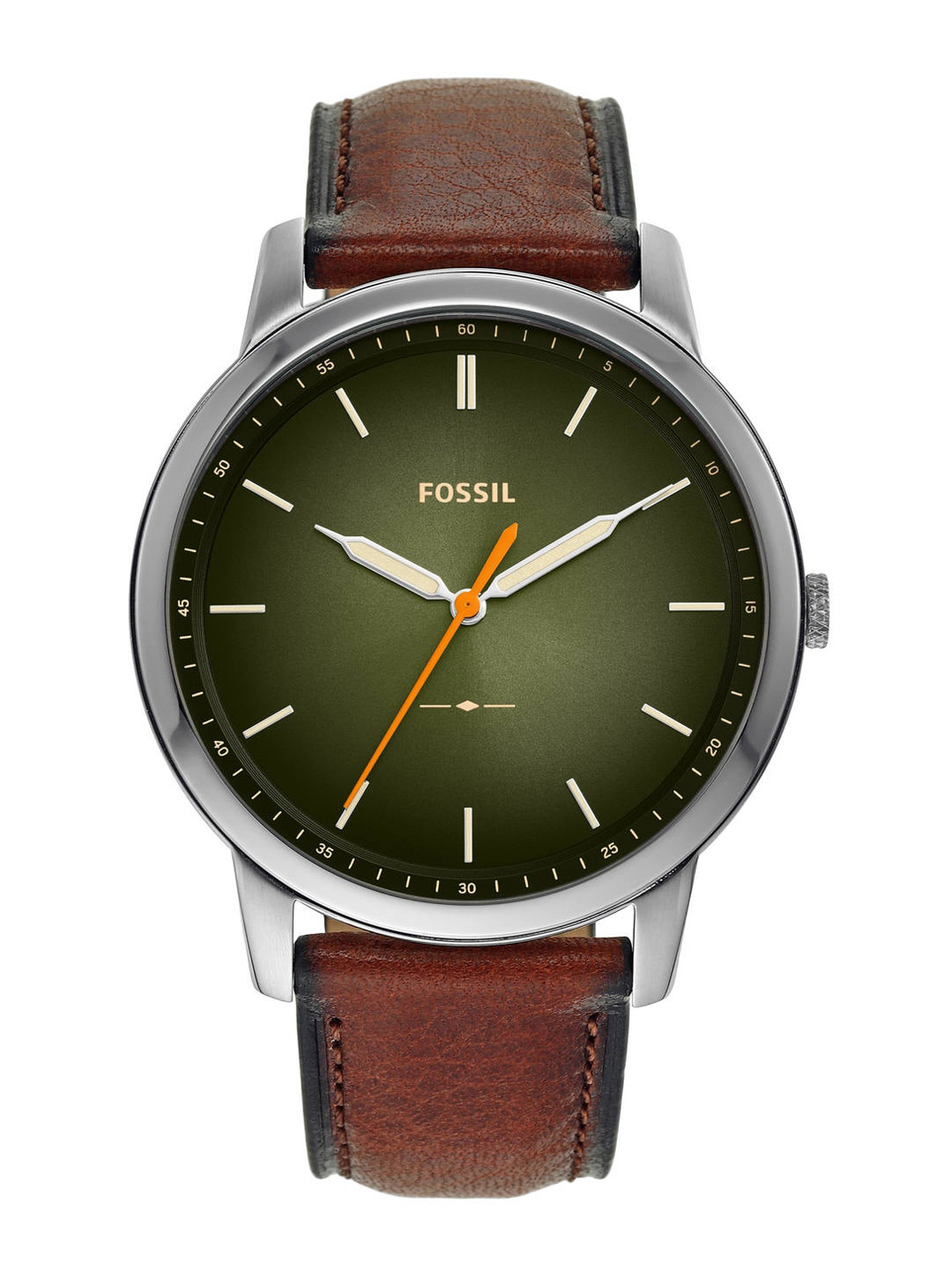 

Fossil Men Green Dial & Brown Leather Straps The Minimalist 3H Analogue Watch FS5870