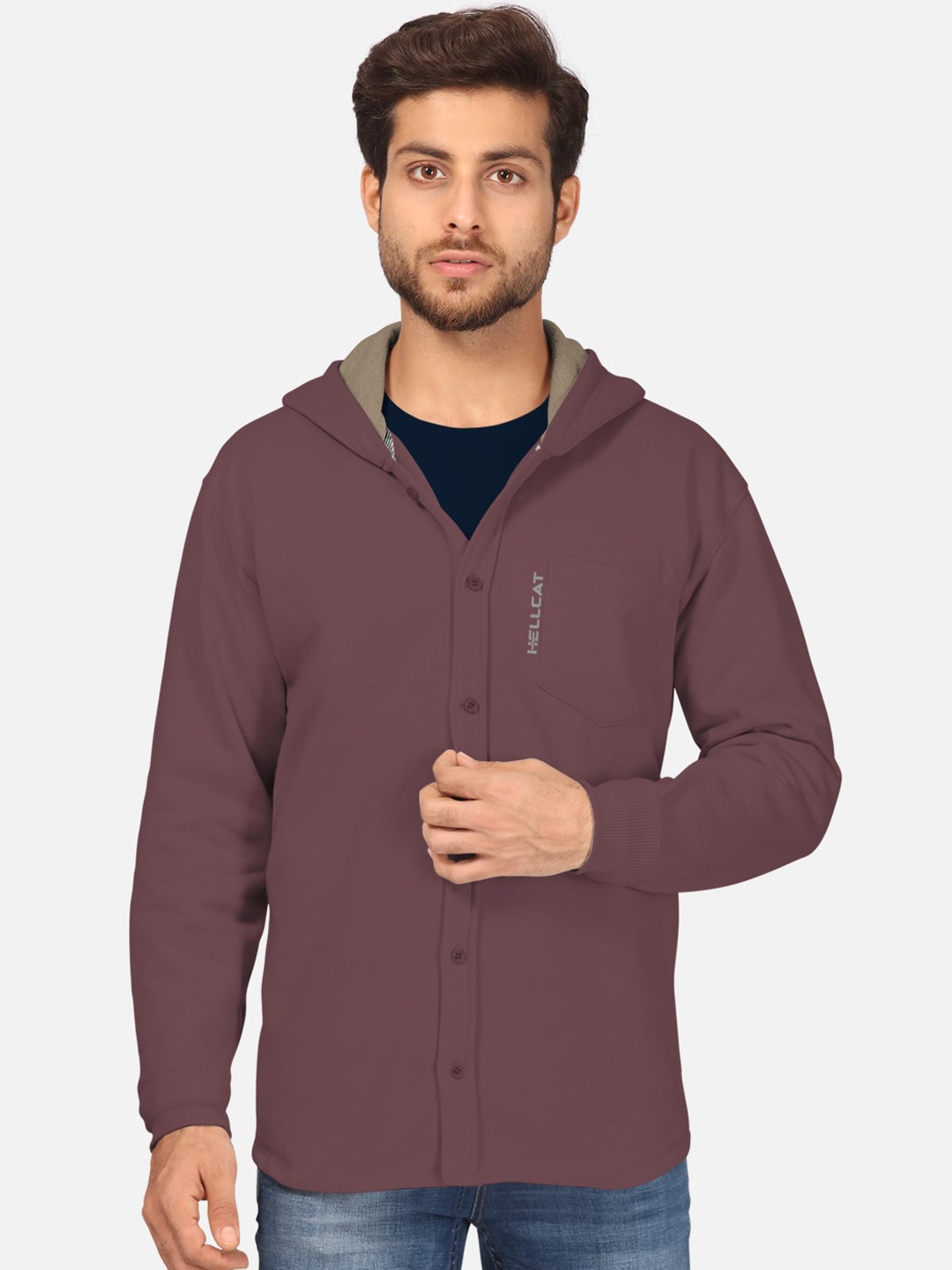 

BULLMER Men Burgundy Hooded Sweatshirt