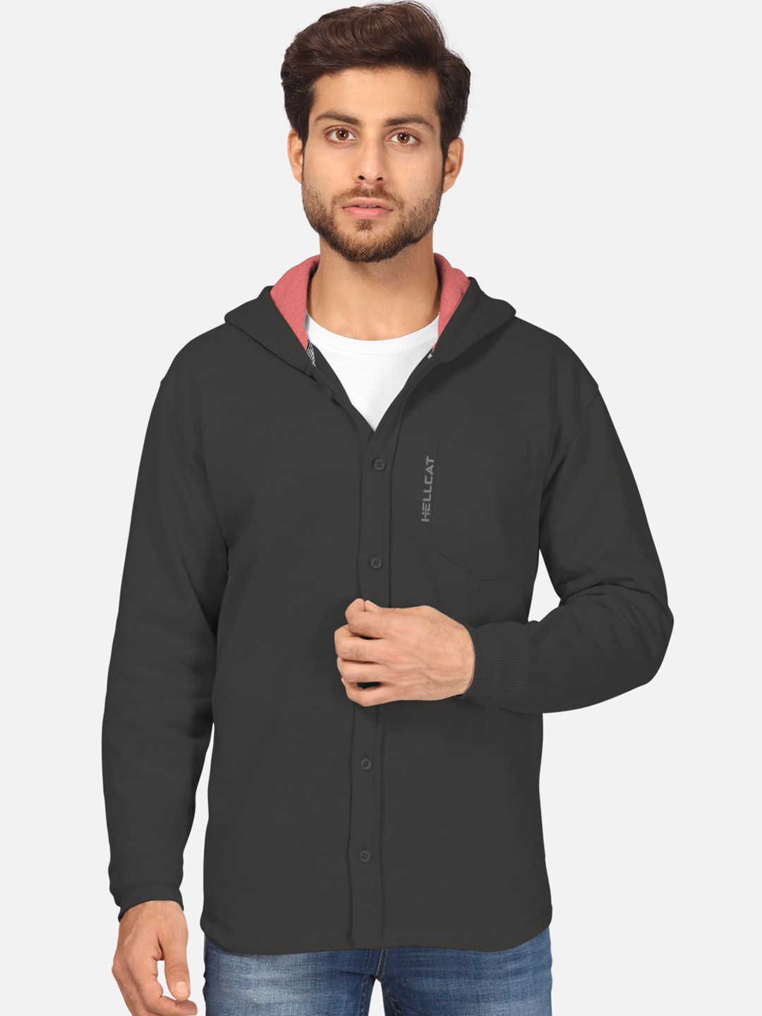 

BULLMER Men Charcoal Hooded Sweatshirt