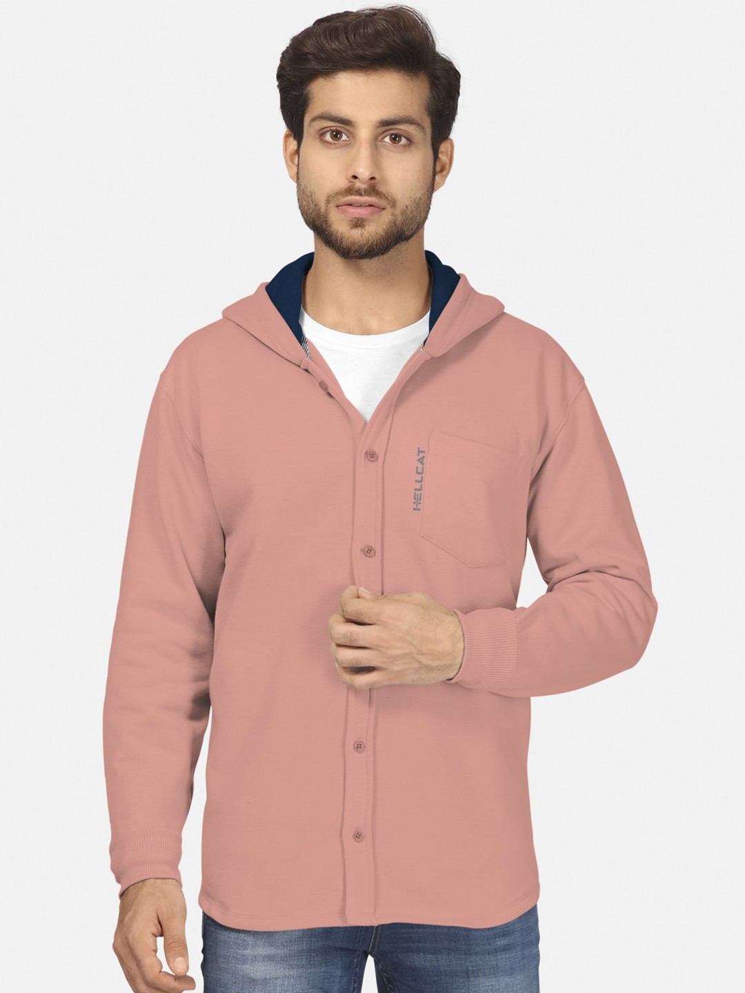 

BULLMER Men Peach-Coloured Hooded Sweatshirt