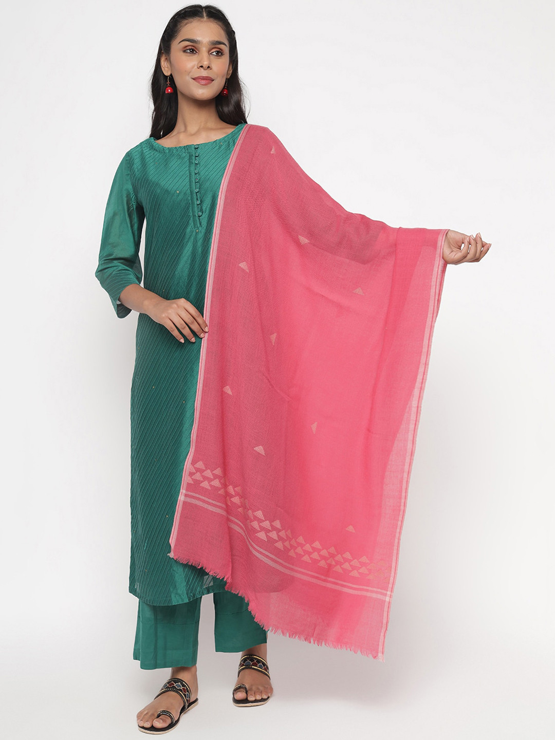 

Fabindia Women Magenta & Grey Stole