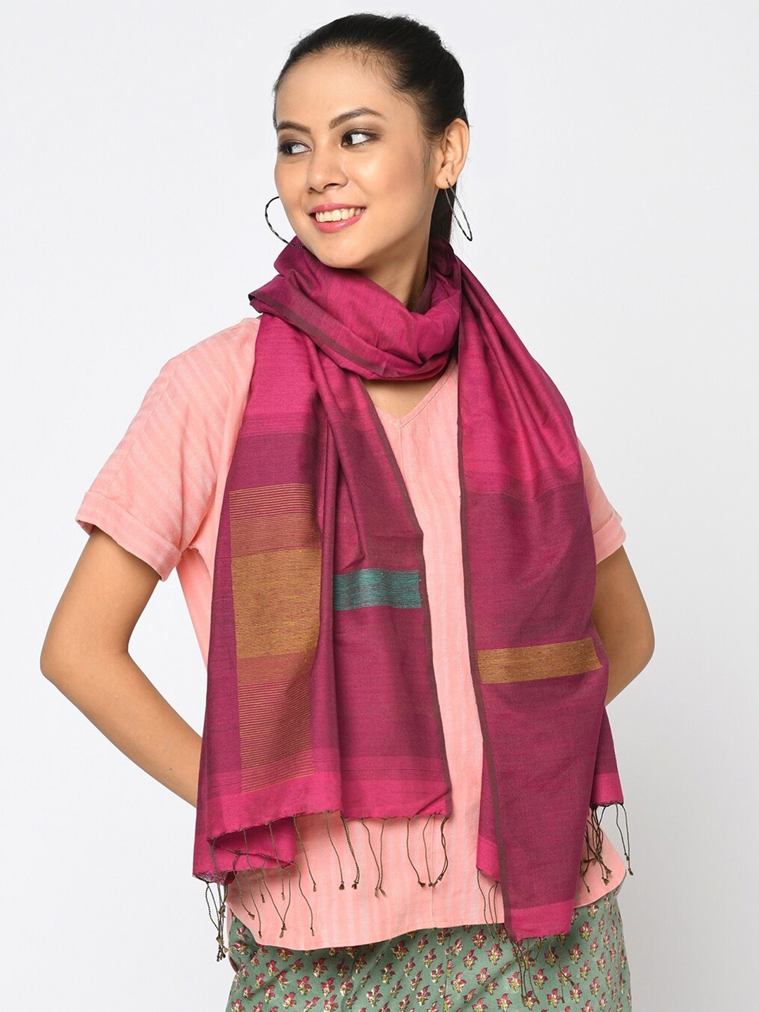 

Fabindia Women Magenta & Blue Stole