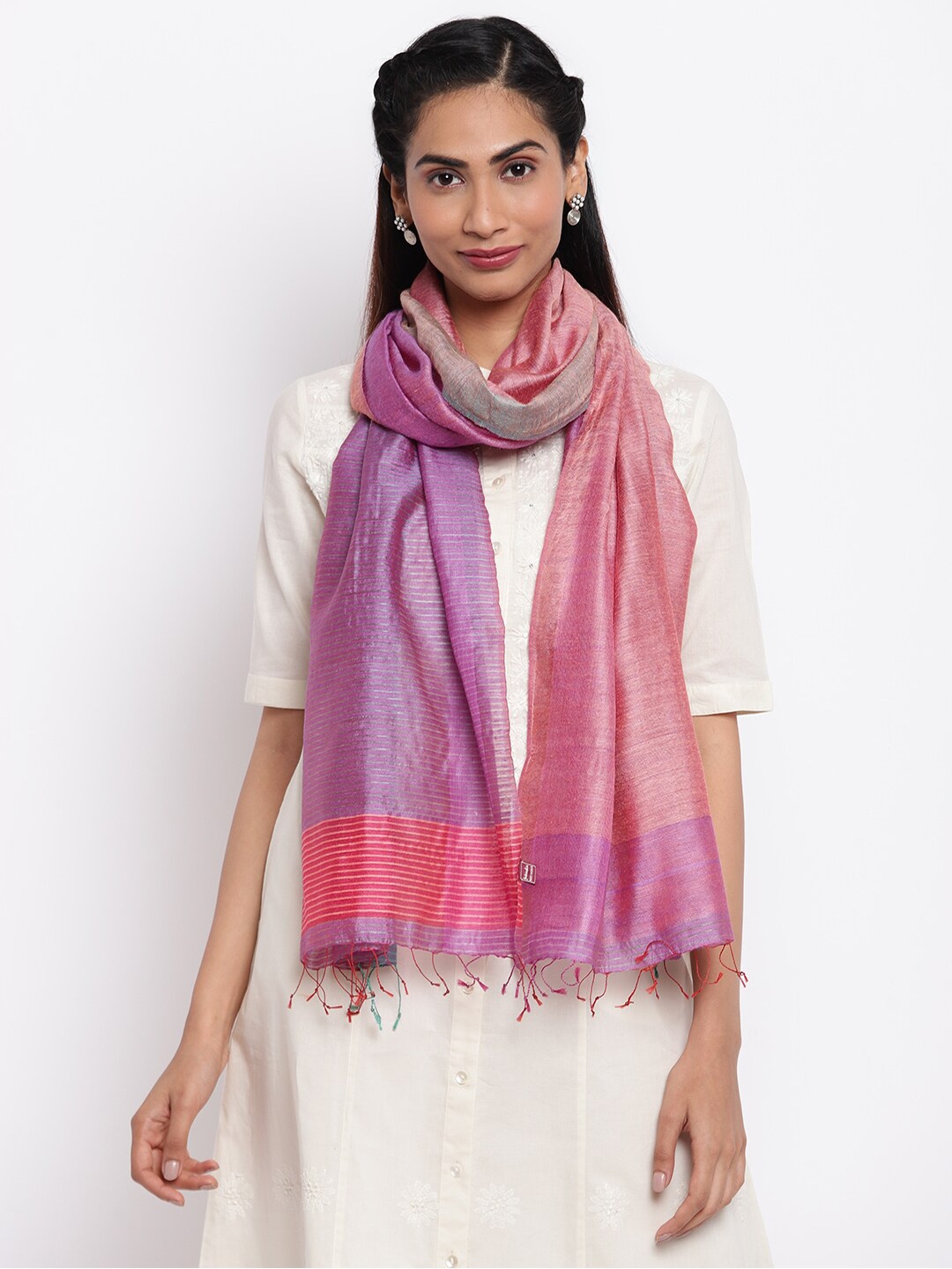 

Fabindia Women Purple & Magenta Striped Stole