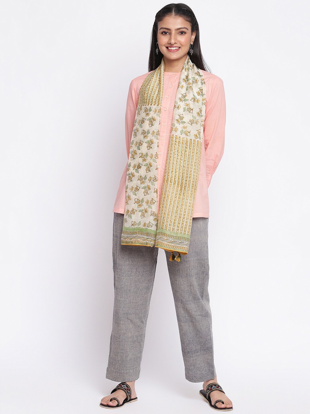 

Fabindia Women Beige & Brown Printed Stole