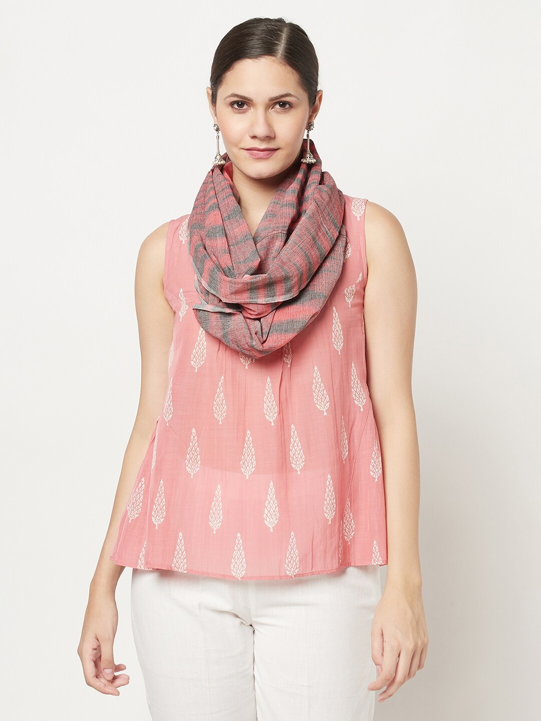 

Fabindia FabBasic Women Red & Grey Stole