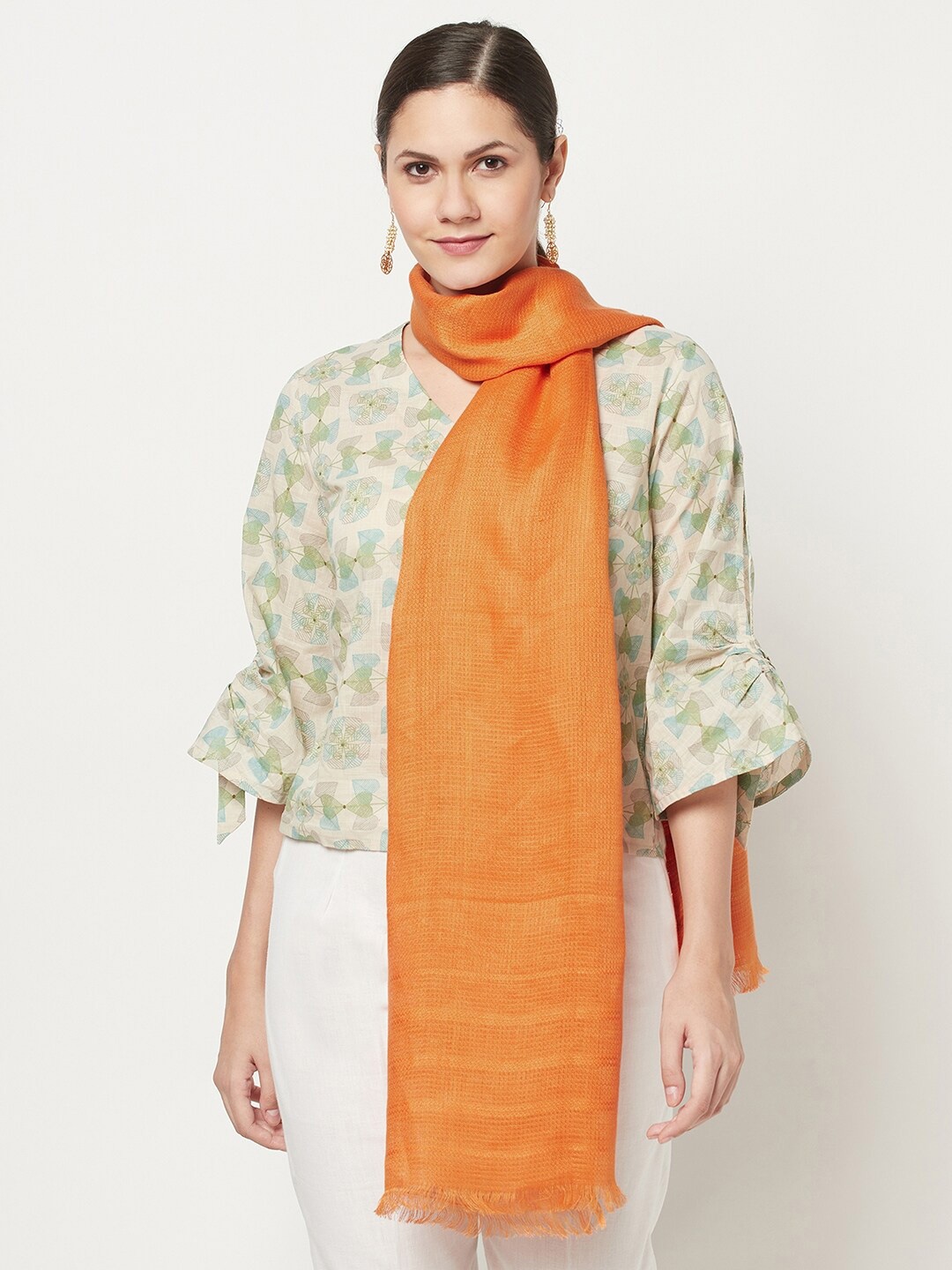 

Fabindia Women Orange Woven Stole