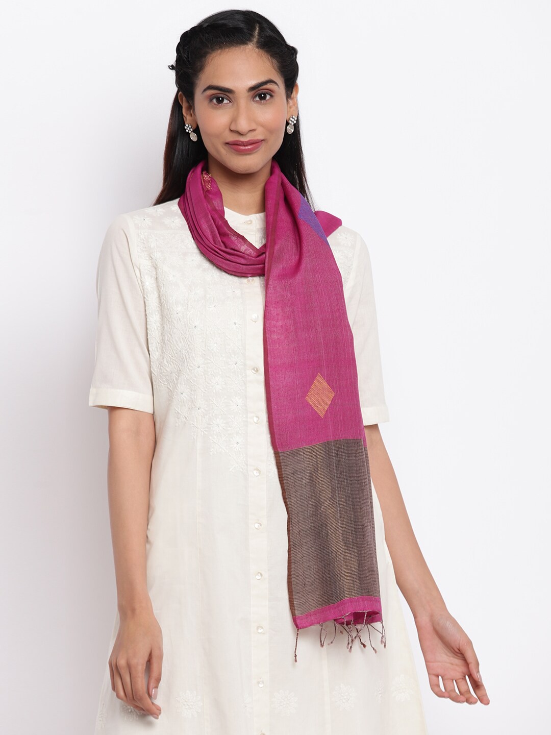 

Fabindia Women Magenta & Blue Printed Stole