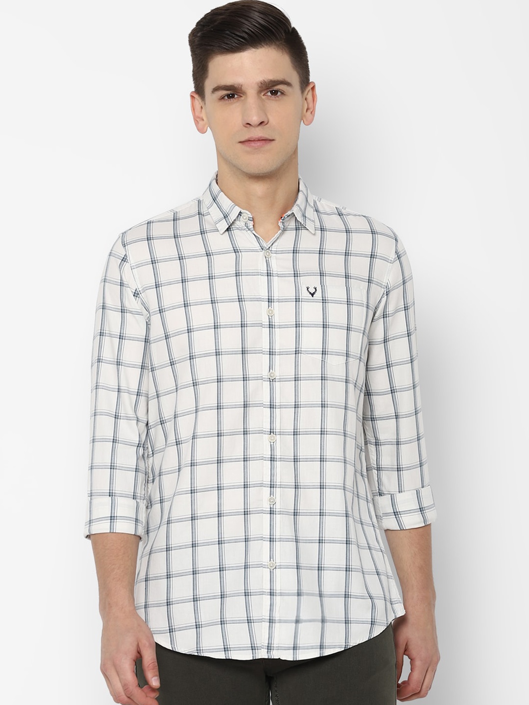 

Allen Solly Sport Men White Pure Cotton Checked Casual Shirt