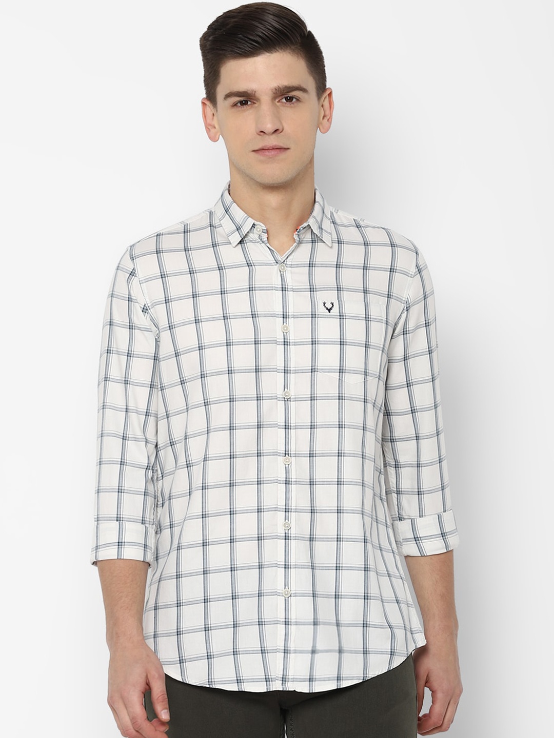 

Allen Solly Sport Men White Pure Cotton Checked Casual Shirt