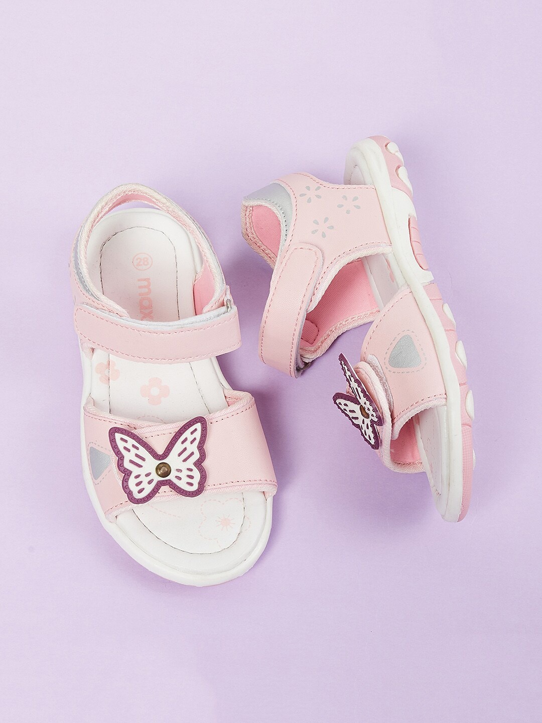 

max Girls Pink Printed Open Toe Flats