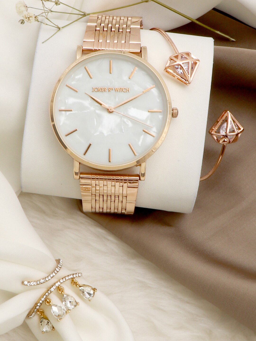 

JOKER & WITCH Women White & Rose Gold-Toned Halle Watch Bracelet Stack Gift Set