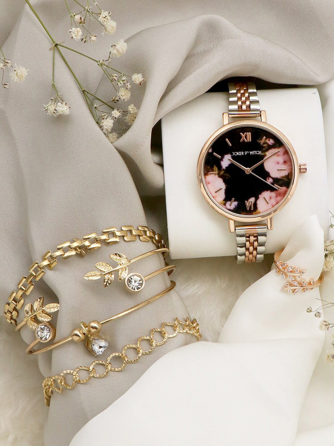 

JOKER & WITCH Women Black & Gold-Toned Halle Watch Bracelet Stack Gift Set