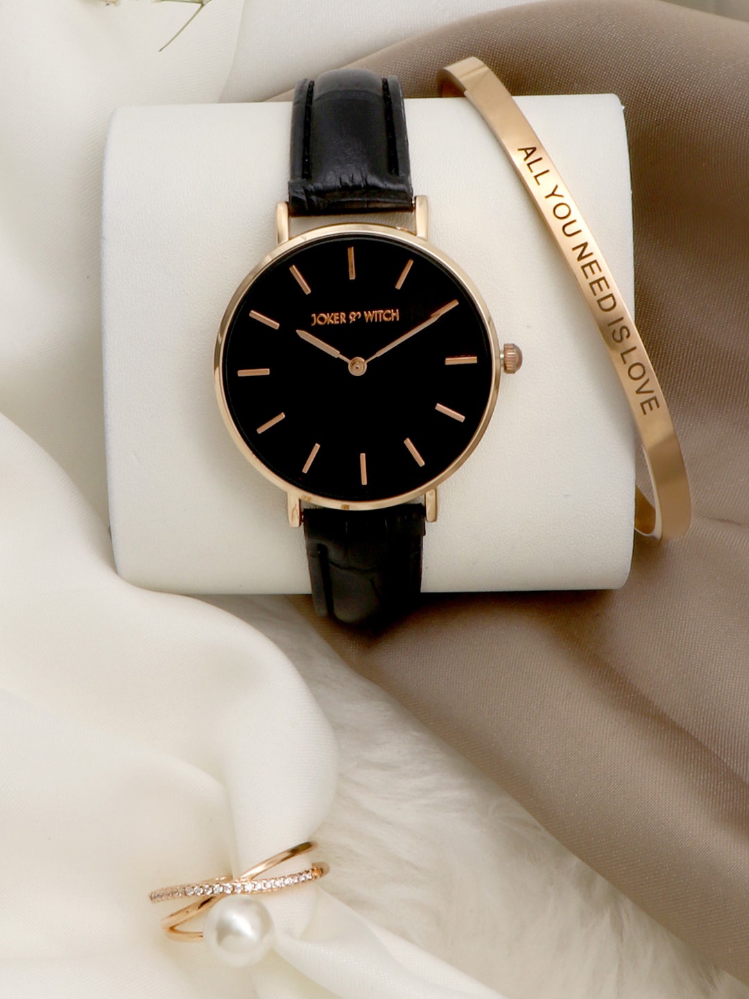 

JOKER & WITCH Women Black & Gold-Toned Halle Watch Bracelet Stack Gift Set