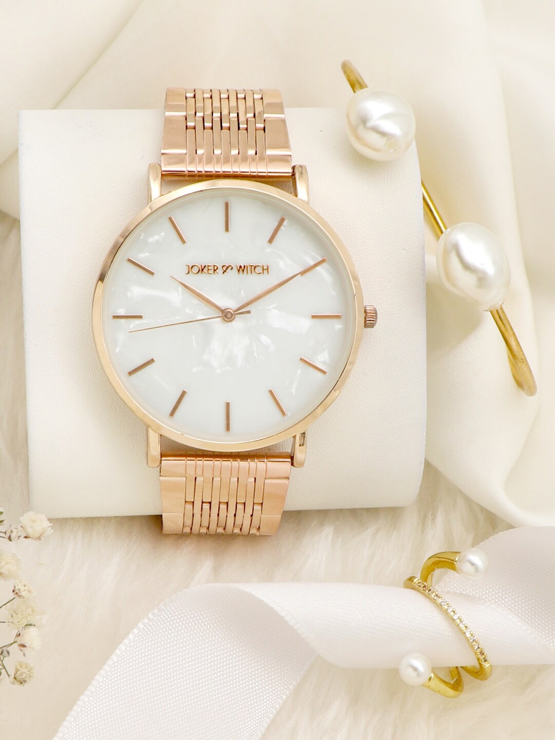 

JOKER & WITCH Women Gold-Toned & White Watch Gift Set