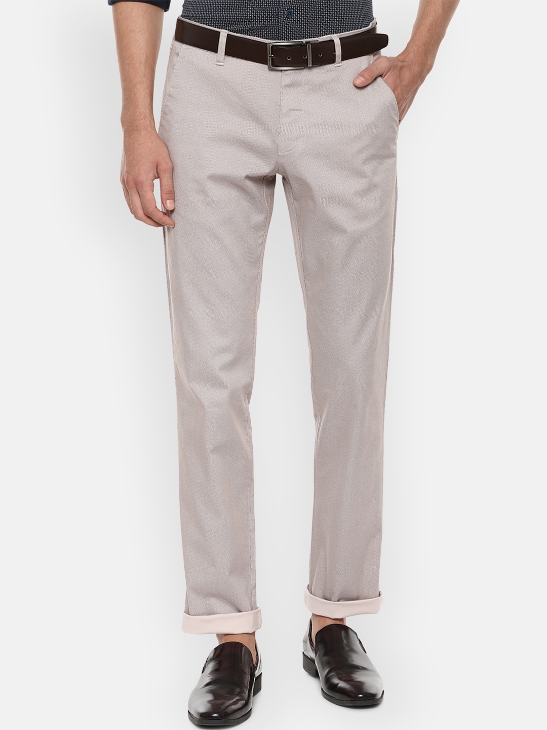 

Louis Philippe Sport Men Beige Textured Slim Fit Trousers