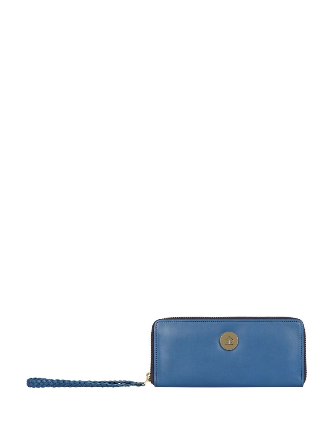 

Hidesign Blue Solid Purse Clutch With Detachable Wrist Loop