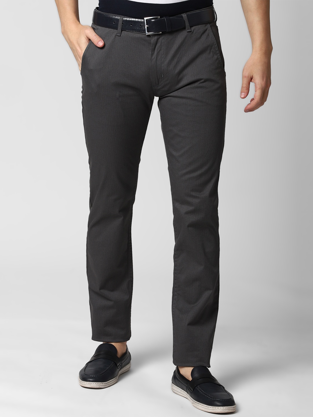 

Peter England Casuals Men Grey Slim Fit Trousers