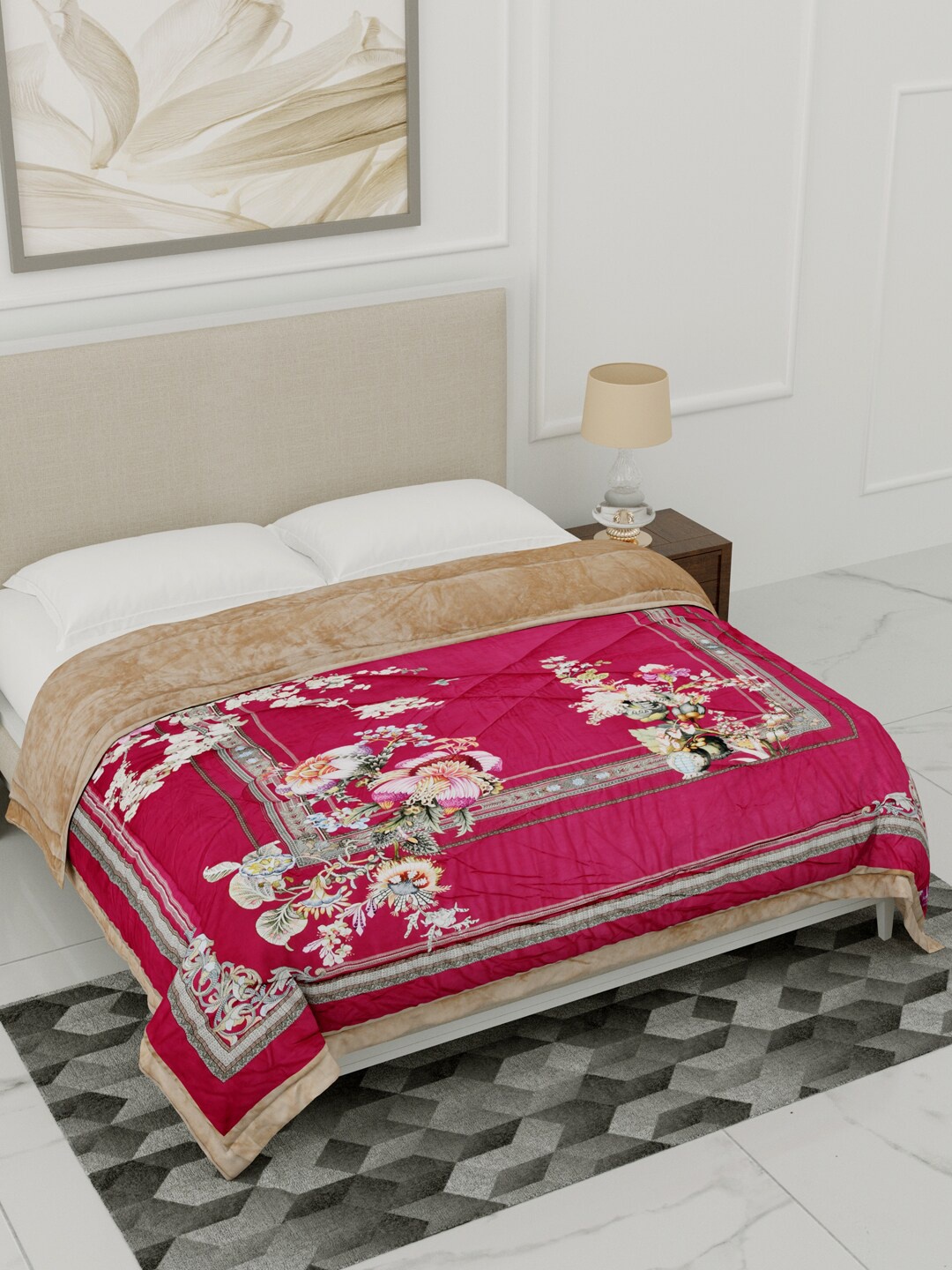 

Home Fresh Maroon & Beige Floral Heavy Winter Single Bed Comforter