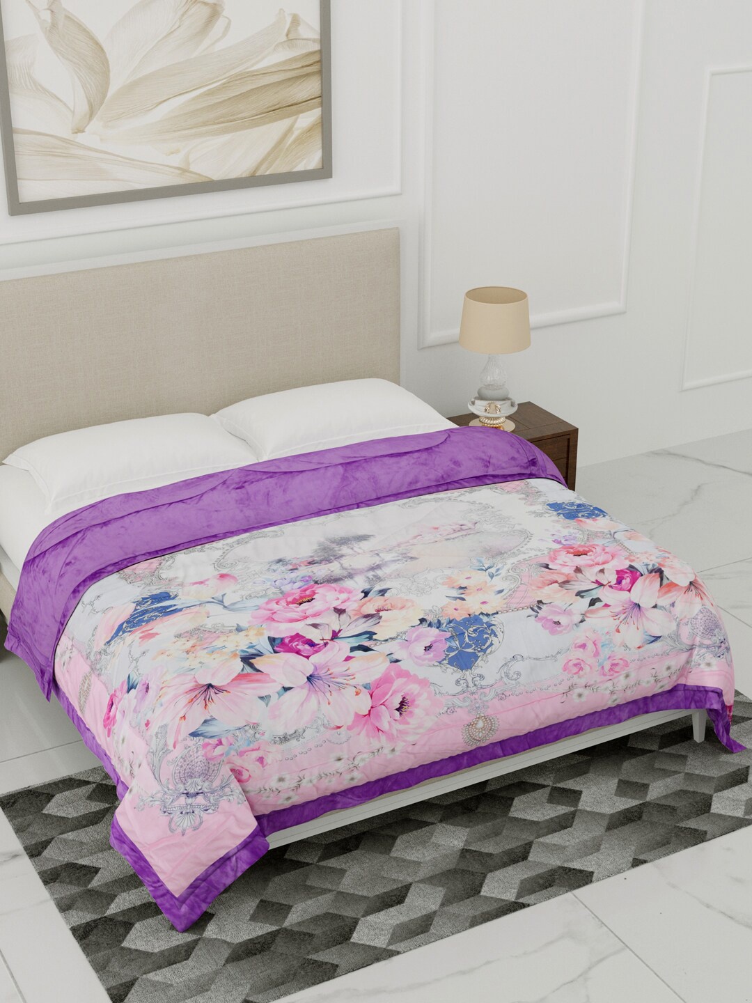 

Home Fresh Pink & Violet Floral Heavy Winter Single Bed Comforter