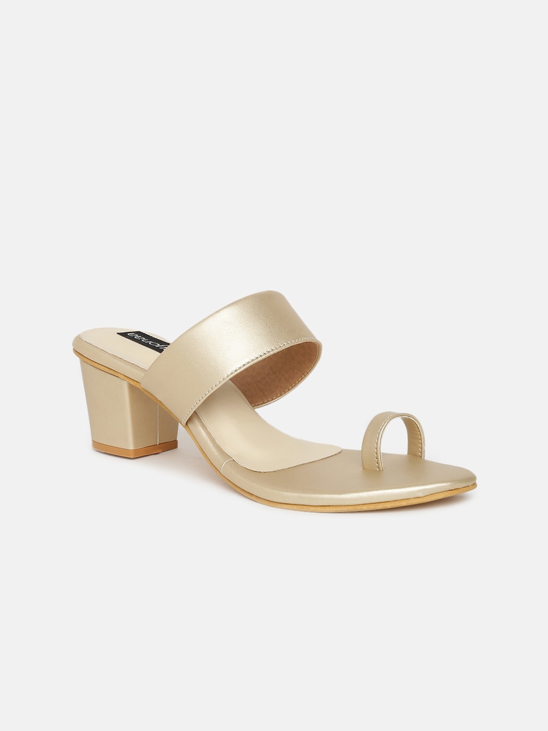 

VAYONAA Gold-Toned PU Block Sandals