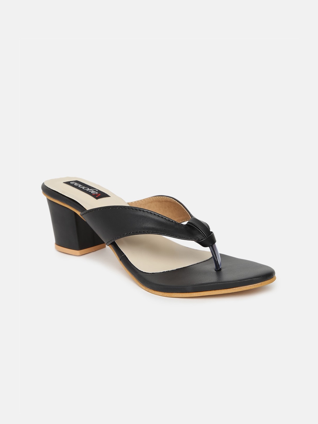 

VAYONAA Black Solid Block Sandals