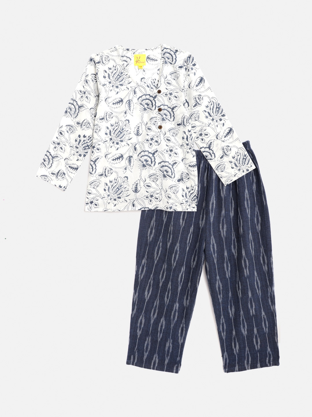 

Tiny Bunnies Unisex Kids Blue & White Printed Top with Pyjamas