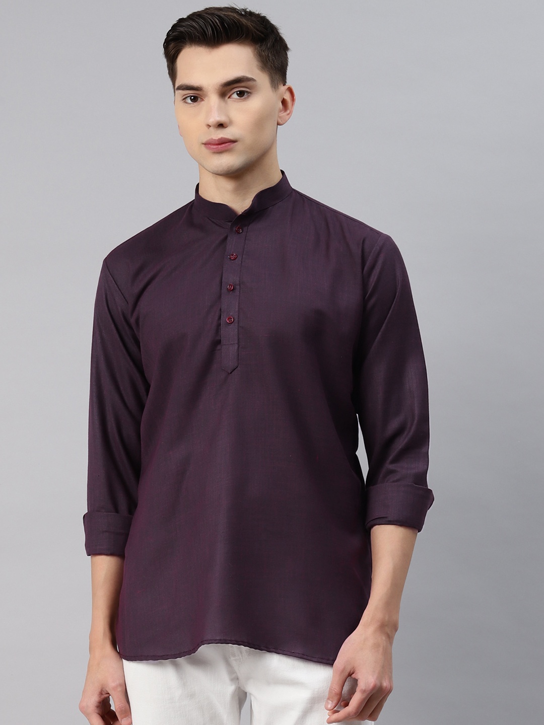 

MAG Men Purple Solid Regular Kurta