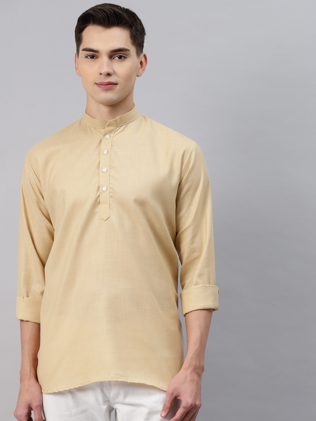 

MAG Men Gold-Toned Solid Regular Kurta