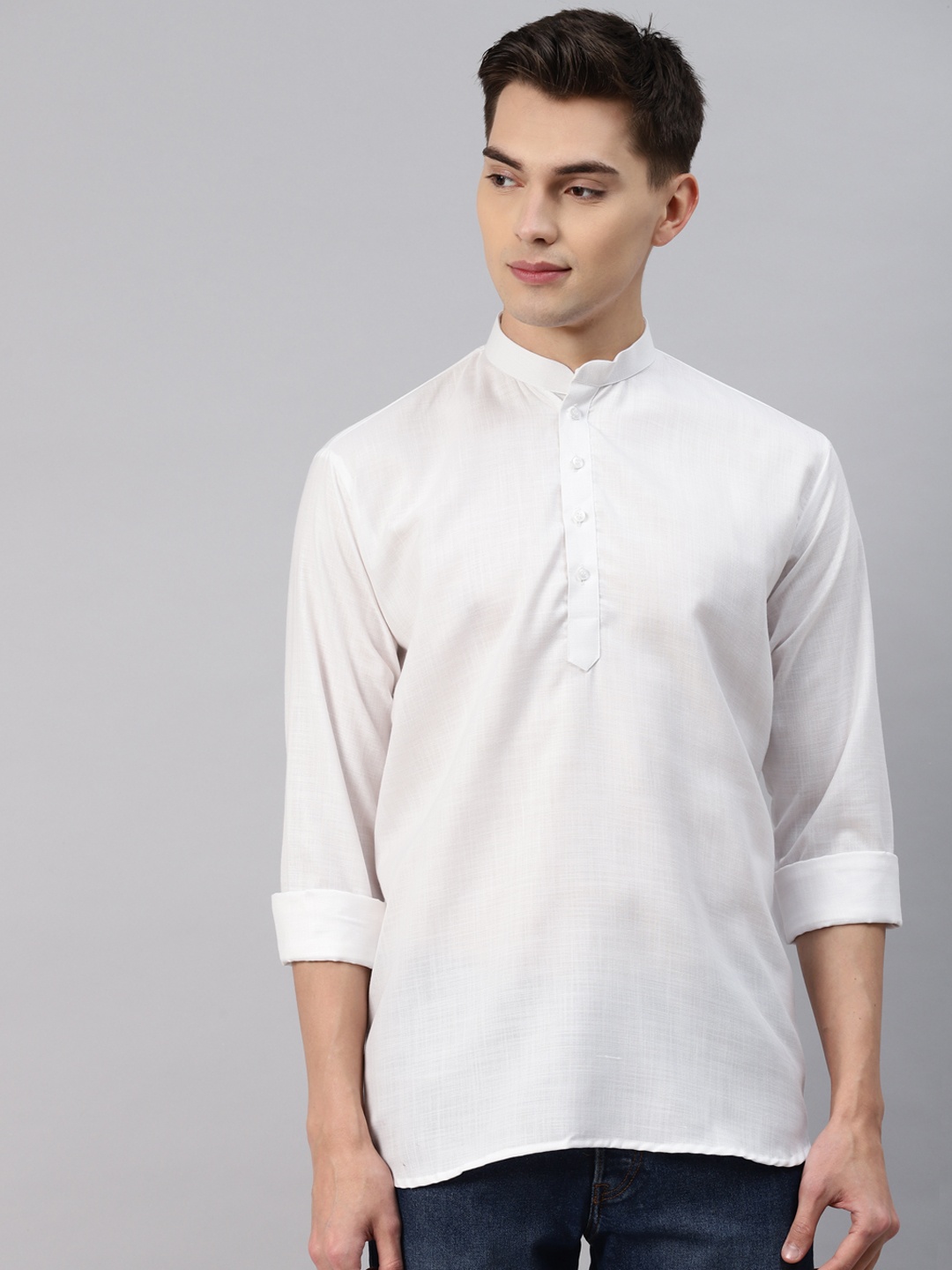 

MAG Men White Solid Regular Kurta