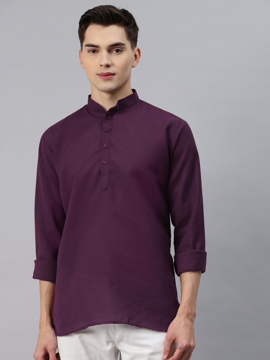 

MAG Men Purple Solid Regular Kurta