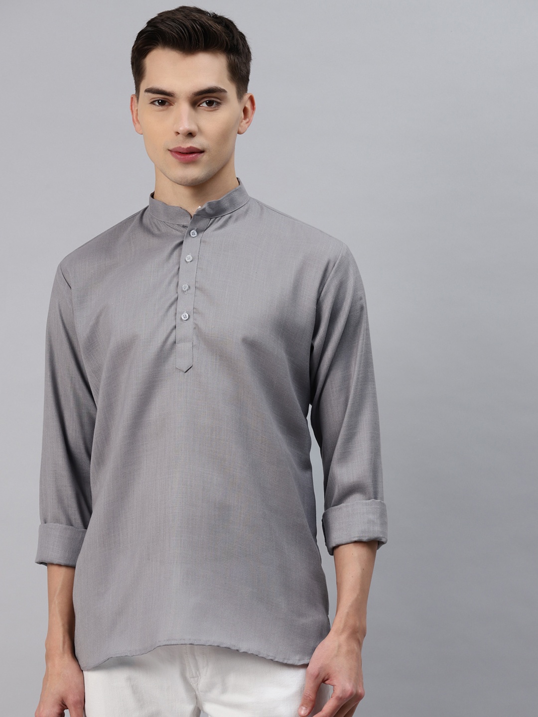 

MAG Men Grey Solid Regular Kurta