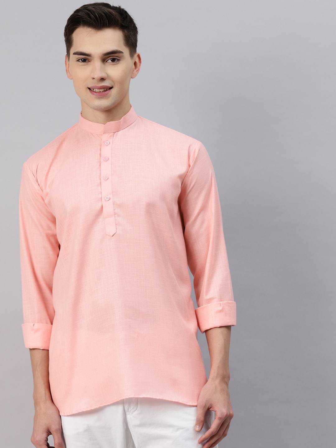 

MAG Men Pink Solid Regular Kurta