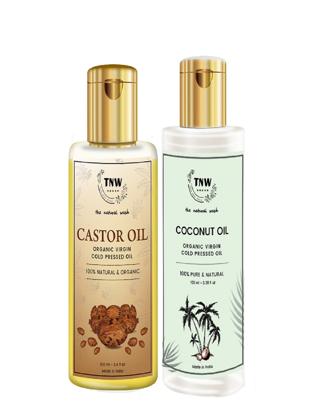 

TNW the natural wash Pack of 2 Coconut oil Castor oil, Yellow