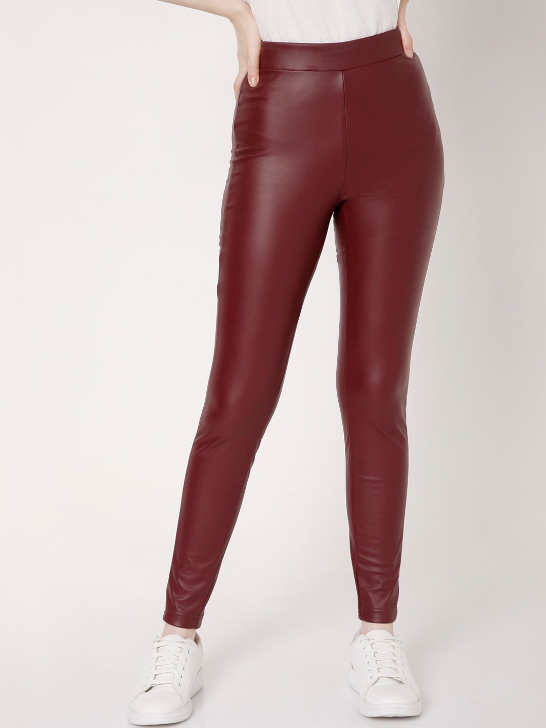 

Vero Moda Women Maroon High-Rise Trousers